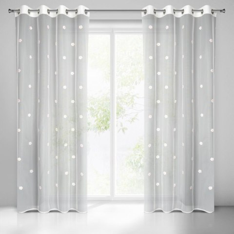 Firana 140x250 Elsa biała z różową aplikacją kwiatów dla dzieci gotowa na przelotkach Eurofirany Firana 140x250 Elsa biała z różową aplikacją kwiatów dla dzieci gotowa na przelotkach Eurofirany