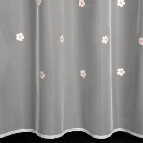 Firana 140x250 Elsa biała z różową aplikacją kwiatów dla dzieci gotowa na przelotkach Eurofirany Firana 140x250 Elsa biała z różową aplikacją kwiatów dla dzieci gotowa na przelotkach Eurofirany