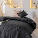Narzuta z pomponami 140x200 czarna Pompoo pompony romby glamour dekoracyjna Narzuta z pomponami 140x200 czarna Pompoo pompony romby glamour dekoracyjna
