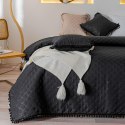 Narzuta z pomponami 160x220 czarna Pompoo pompony romby glamour dekoracyjna Narzuta z pomponami 160x220 czarna Pompoo pompony romby glamour dekoracyjna