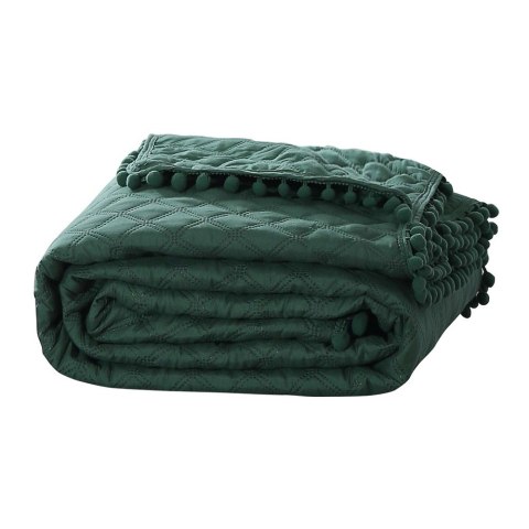 Narzuta z pomponami 240x220 zielona butelkowa Pompoo pompony romby glamour dekoracyjna Narzuta z pomponami 240x220 zielona butelkowa Pompoo pompony romby glamour dekoracyjna