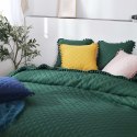 Narzuta z pomponami 240x220 zielona butelkowa Pompoo pompony romby glamour dekoracyjna Narzuta z pomponami 240x220 zielona butelkowa Pompoo pompony romby glamour dekoracyjna
