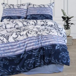Pościel z mikrofibry 140x200 biała granatowa glamour ornamenty Rebeca 12206 z 1 poszewką 70x80 Darymex