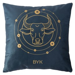 Poszewka dekoracyjna 40x40 Zodiak Byk turkusowa ciemna welurowa