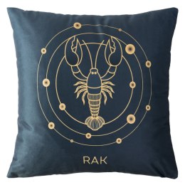 Poszewka dekoracyjna 40x40 Zodiak Rak turkusowa ciemna welurowa