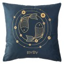 Poszewka dekoracyjna 40x40 Zodiak Ryby turkusowa ciemna welurowa Poszewka dekoracyjna 40x40 Zodiak Ryby turkusowa ciemna welurowa