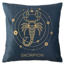 Poszewka dekoracyjna 40x40 Zodiak Skorpion turkusowa ciemna welurowa