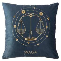 Poszewka dekoracyjna 40x40 Zodiak Waga turkusowa ciemna welurowa