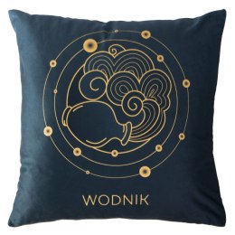 Poszewka dekoracyjna 40x40 Zodiak Wodnik turkusowa ciemna welurowa