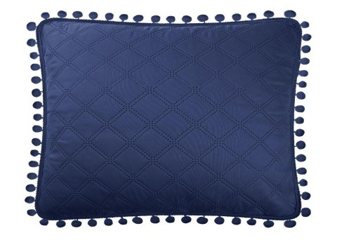 Poszewka z pomponami 50x70 granatowa Pompoo pompony romby glamour dekoracyjna do narzuty Poszewka z pomponami 50x70 granatowa Pompoo pompony romby glamour dekoracyjna do narzuty