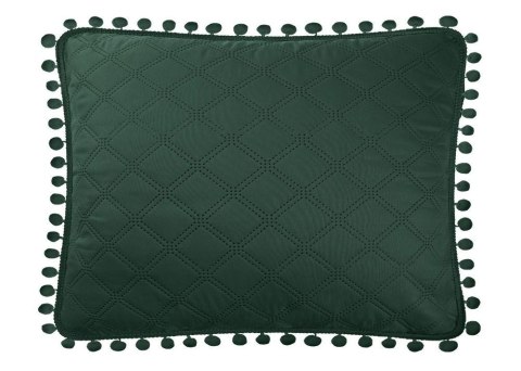 Poszewka z pomponami 50x70 zielona butelkowa Pompoo pompony romby glamour dekoracyjna do narzuty Poszewka z pomponami 50x70 zielona butelkowa Pompoo pompony romby glamour dekoracyjna do narzuty