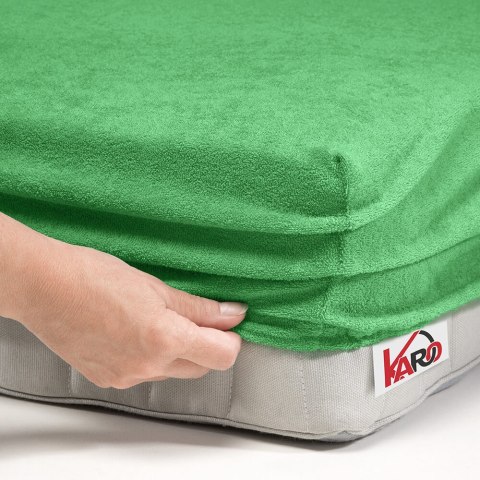 Prześcieradło frotte z gumką 70x140 zielone groszkowe 015 grube 200g/m2 KARO Prześcieradło frotte z gumką 70x140 zielone groszkowe 015 grube 200g/m2 KARO