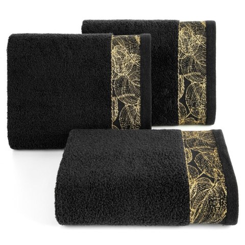 Ręcznik Agis 50x90 czarny liście frotte 400g/m2 Eurofirany Ręcznik Agis 50x90 czarny liście frotte 400g/m2 Eurofirany