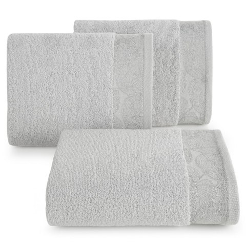 Ręcznik Agis 70x140 srebrny liście frotte 400g/m2 Eurofirany Ręcznik Agis 70x140 srebrny liście frotte 400g/m2 Eurofirany