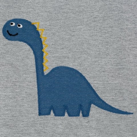 Zasłona 140x250 Dino srebrna z zieloną aplikacją dinozaurów dla dzieci gotowa na przelotkach Eurofirany Zasłona 140x250 Dino srebrna z zieloną aplikacją dinozaurów dla dzieci gotowa na przelotkach Eurofirany