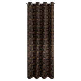 Zasłona 140x250 Marigold gotowa na przelotkach z tkaniny zaciemniającej z nadrukiem złotych liści lilii wodnych Eurofirany