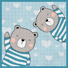 Dywan mata Bon Bon 120x120 Teddy Miś niebieski pikowany antypoślizgowy Domarex