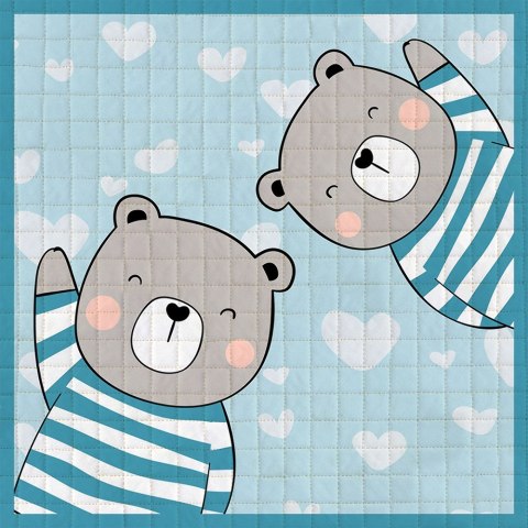 Dywan mata Bon Bon 120x120 Teddy Miś niebieski pikowany antypoślizgowy Domarex Dywan mata Bon Bon 120x120 Teddy Miś niebieski pikowany antypoślizgowy Domarex