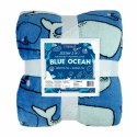 Koc 130x170 + poszewka 40x40 Blue Ocean niebieski komplet z mikrofibry Domarex Koc 130x170 + poszewka 40x40 Blue Ocean niebieski komplet z mikrofibry Domarex