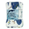 Koc z mikrofibry 130x170 Ocean Whale Wieloryby biały niebieski Domarex Koc z mikrofibry 130x170 Ocean Whale Wieloryby biały niebieski Domarex