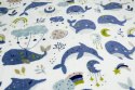 Koc z mikrofibry 130x170 Ocean Whale Wieloryby biały niebieski Domarex Koc z mikrofibry 130x170 Ocean Whale Wieloryby biały niebieski Domarex