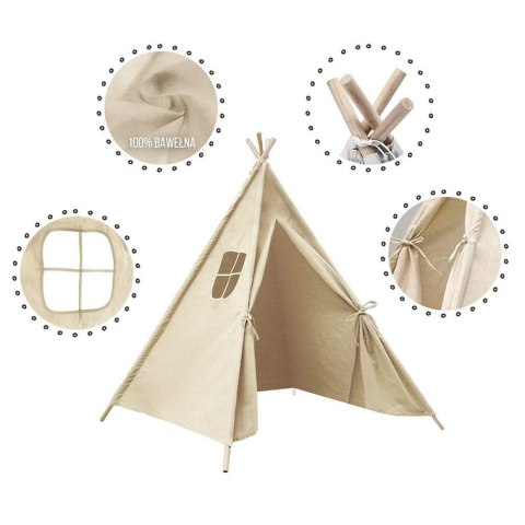 Namiot domek Teepee tipi 120x120x160 cm kremowy Domarex Namiot domek Teepee tipi 120x120x160 cm kremowy Domarex