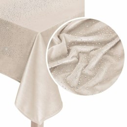 Obrus dekoracyjny 110x160 Shiny beżowy welurowy z kryształkami