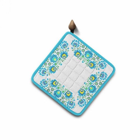 Podkładka chwytak kuchenny 20x20 Folk łowicka biała niebieska Domarex Podkładka chwytak kuchenny 20x20 Folk łowicka biała niebieska Domarex