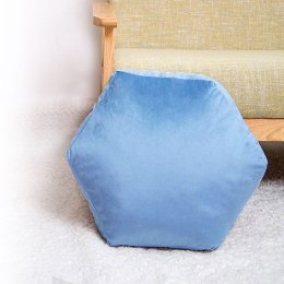 Poduszka Shape 38x42x12 sześciokąt bryła niebieska pluszowa 3D Domarex