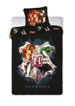 Pościel bawełniana 160x200 Harry Potter 002 Herb czarna młodzieżowa poszewka 70x80 Faro