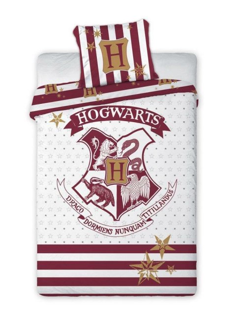 Pościel bawełniana 160x200 Harry Potter 004 Herb biała bordowa młodzieżowa poszewka 70x80 Faro Pościel bawełniana 160x200 Harry Potter 004 Herb biała bordowa młodzieżowa poszewka 70x80 Faro
