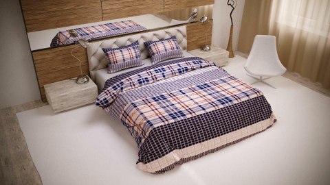 Pościel bawełniana 220x200 Krata fioletowa łososiowa 28095/1 poszewki 2x70/80 Luxury 01 Pościel bawełniana 220x200 Krata fioletowa łososiowa 28095/1 poszewki 2x70/80 Luxury 01