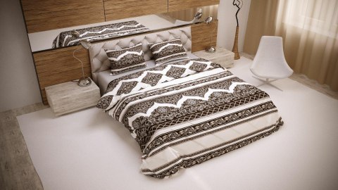 Pościel bawełniana 220x200 Ornamenty brązowa biała 28175/1 poszewki 2x70/80 2x50/60 Luxury 01 Pościel bawełniana 220x200 Ornamenty brązowa biała 28175/1 poszewki 2x70/80 2x50/60 Luxury 01
