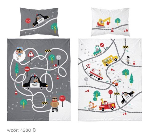 Pościel bawełniana 90x120 Ulica straż pożarna policja szara 4280 B Mayamoo 20 Pościel bawełniana 90x120 Ulica straż pożarna policja szara 4280 B Mayamoo 20
