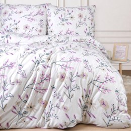 Pościel jersey 160x200 Kwiaty biała różowa 2202 JERSEYLOVE