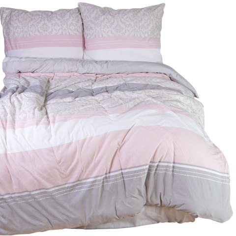Pościel jersey 160x200 Ornamenty pasy różowa pudrowa różowa szara 2206 JERSEYLOVE Pościel jersey 160x200 Ornamenty pasy różowa pudrowa różowa szara 2206 JERSEYLOVE