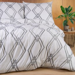 Pościel jersey 220x200 Geometria biała szara 2200 JERSEYLOVE