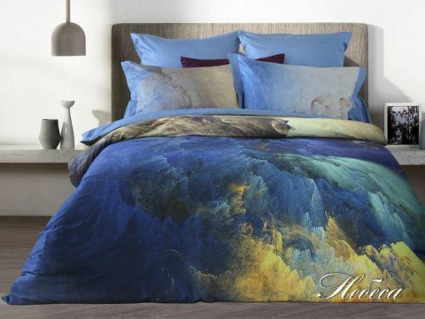 Pościel satynowa 220x200 niebieska chabrowa żółta Lusso D44 poszewki 2x70/80 2x 50/60 prześcieradło 220x240 Pościel satynowa 220x200 niebieska chabrowa żółta Lusso D44 poszewki 2x70/80 2x 50/60 prześcieradło 220x240