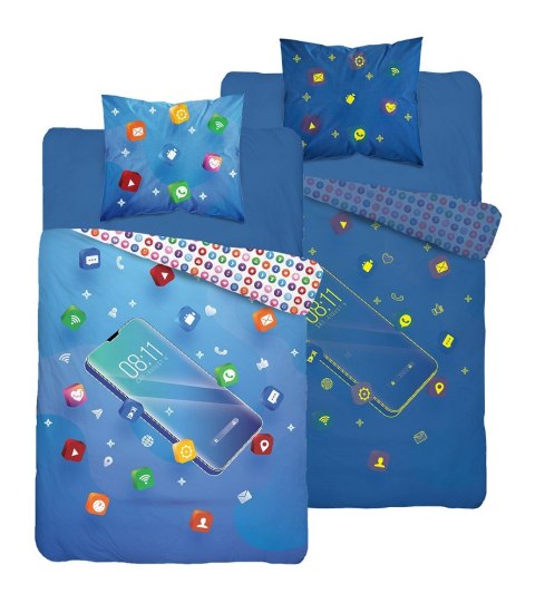Pościel świecąca w ciemności 160x200 niebieska telefon młodzieżowa 3683A Fluo 0322 Pościel świecąca w ciemności 160x200 niebieska telefon młodzieżowa 3683A Fluo 0322