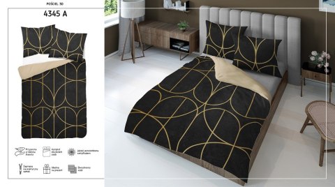 Pościel z mikrofibry 3D 160x200 Czarna beżowa geometryczna 4345 A Magic 2 Pościel z mikrofibry 3D 160x200 Czarna beżowa geometryczna 4345 A Magic 2