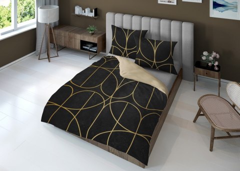 Pościel z mikrofibry 3D 160x200 Czarna beżowa geometryczna 4345 A Magic 2 Pościel z mikrofibry 3D 160x200 Czarna beżowa geometryczna 4345 A Magic 2