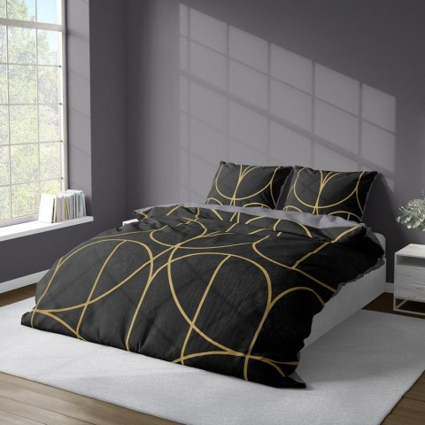 Pościel z mikrofibry 3D 160x200 Czarna beżowa geometryczna 4345 A Magic 2 Pościel z mikrofibry 3D 160x200 Czarna beżowa geometryczna 4345 A Magic 2