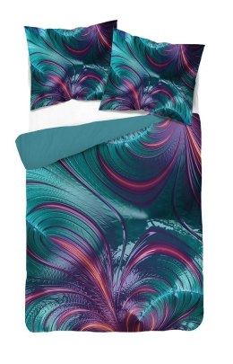 Pościel z mikrofibry 3D 160x200 Kwiat fioletowa turkusowa 4225 A mikro 28