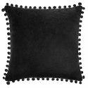 Poszewka dekoracyjna 40x40 Pompie czarna z mikrofibry z pomponami Poszewka dekoracyjna 40x40 Pompie czarna z mikrofibry z pomponami
