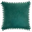 Poszewka dekoracyjna 40x40 Pompie zielona butelkowa z mikrofibry z pomponami Poszewka dekoracyjna 40x40 Pompie zielona butelkowa z mikrofibry z pomponami