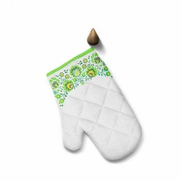 Rękawica kuchenna 20x28 Folk łowicka biała zielona Domarex