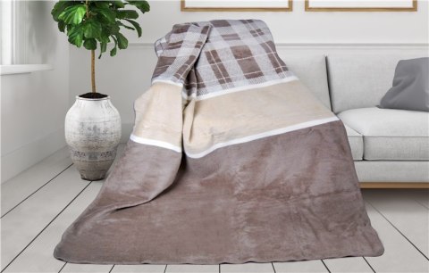 Koc bawełniany akrylowy 150x200 Bawaria sepia kratka pasy Glamour Greno Koc bawełniany akrylowy 150x200 Bawaria sepia kratka pasy Glamour Greno