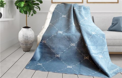 Koc bawełniany akrylowy 150x200 Original niebieski biały geometria Glamour Greno Koc bawełniany akrylowy 150x200 Original niebieski biały geometria Glamour Greno