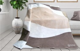 Koc bawełniany akrylowy 150x200 Tabbaco Vanill beżowy biały geometria Glamour Greno