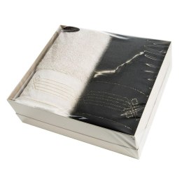 Komplet ręczników 2 cz. 2x70x140 beżowy czarny 520 g/m2 frotte zestaw upominkowy 23